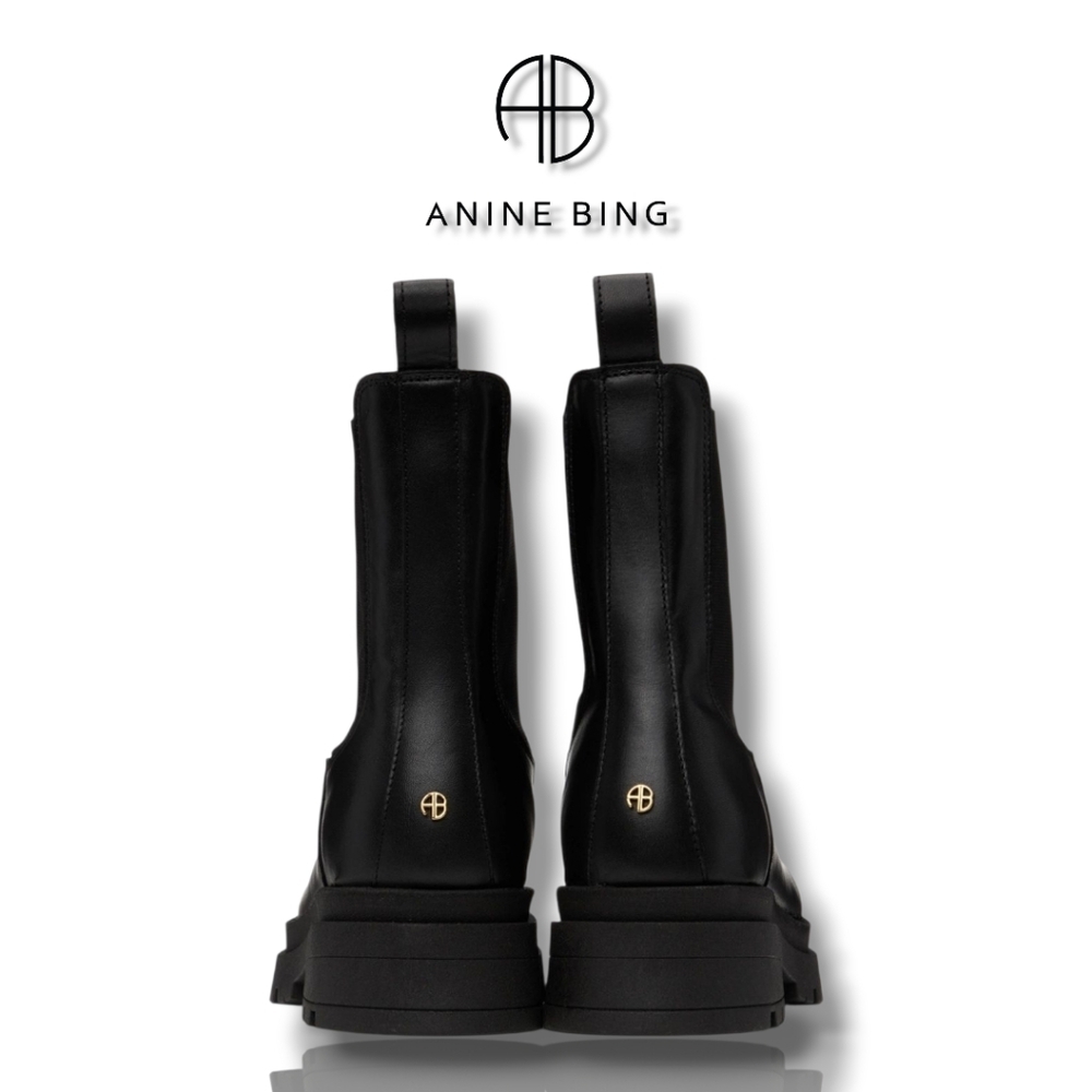 ANINE BING Black Leather Justine Chelsea Boots Women's Size 6 Motorcycle Boots - Picture 5 of 13
